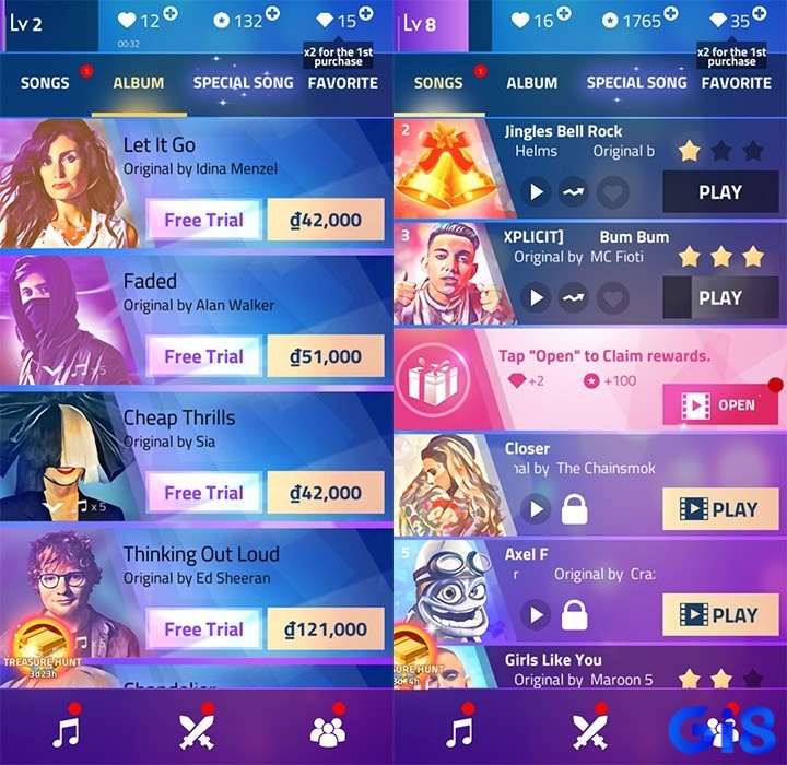 Magic Tiles 3 mang đến cho người chơi kho âm nhạc đa dạng với hơn 45,000+ bài hát